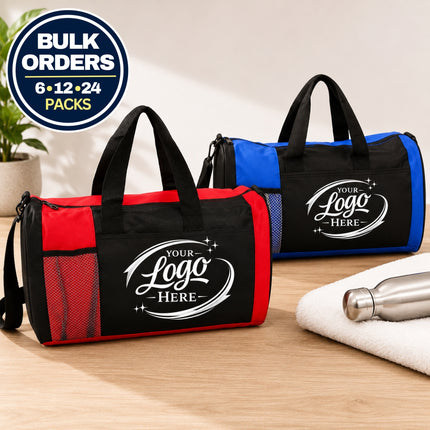 Custom Logo/Text Duffel Bag | Personalized Team, Travel & Business Bags | Model 6072 (Sold in Bulk Packs)