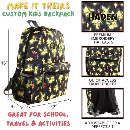 Personalized Pokémon Backpack for Kids | Custom Name Embroidered Bookbag (16 Inch)