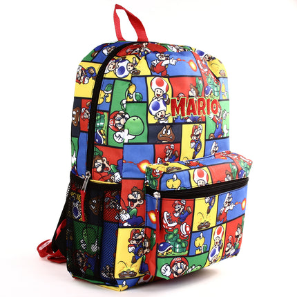 Personalized Super Mario Backpack for Kids | Custom Name Embroidered Bookbag (16 Inch)