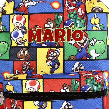 Personalized Super Mario Backpack for Kids | Custom Name Embroidered Bookbag (16 Inch)