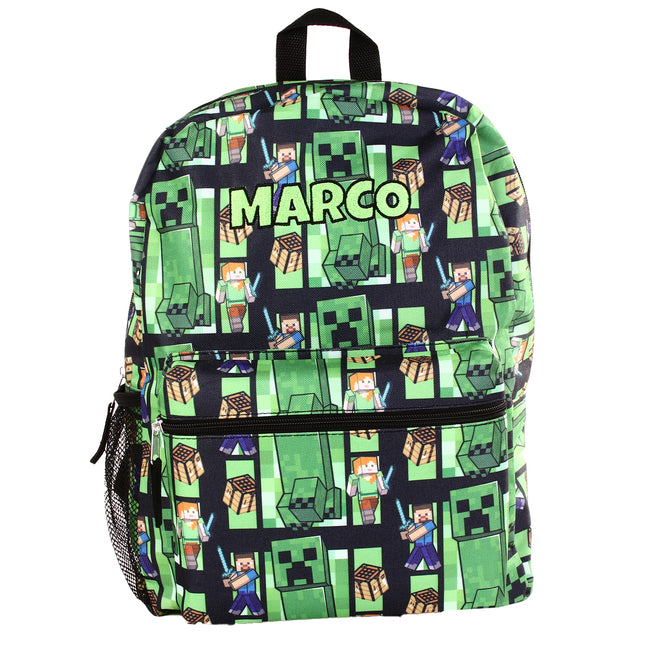 Personalized Minecraft Backpack for Kids | Custom Name Embroidered Bookbag (16 Inch)
