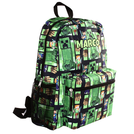 Personalized Minecraft Backpack for Kids | Custom Name Embroidered Bookbag (16 Inch)