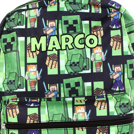 Personalized Minecraft Backpack for Kids | Custom Name Embroidered Bookbag (16 Inch)