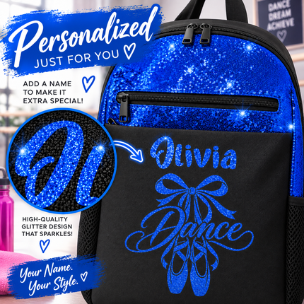 Personalized Dance & Ballet Backpack with Custom Name & Glitter Accents
