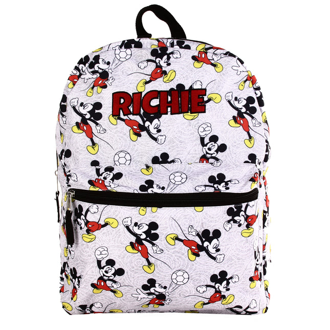 Personalized Mickey Mouse Backpack for Kids | Custom Name Embroidered Bookbag (16 Inch)
