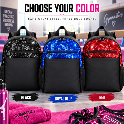 Personalized Gymnastics Backpack with Custom Name & Glitter Accents