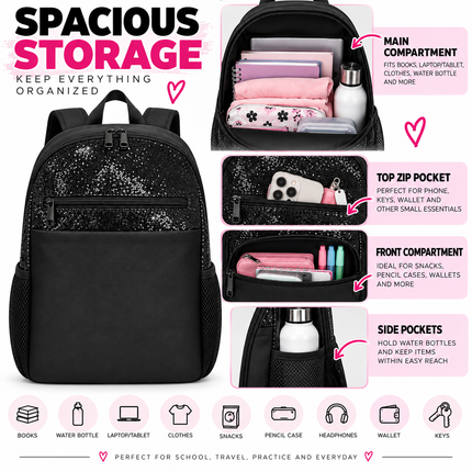 Personalized Dance & Ballet Backpack with Custom Name & Glitter Accents