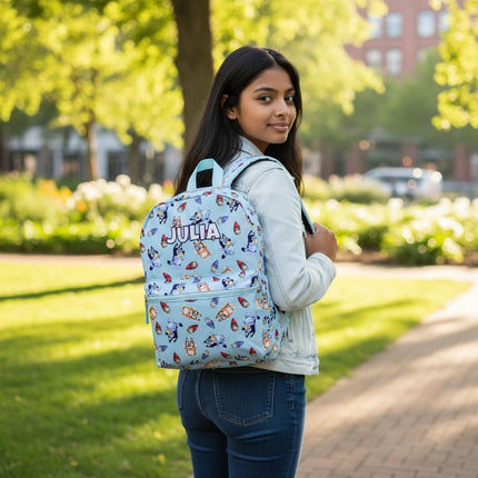 Personalized Bluey Backpack for Kids | Custom Name Embroidered Bookbag (16 Inch)