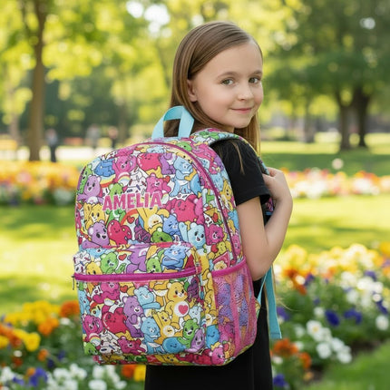 Personalized Care Bears Backpack for Kids | Custom Name Embroidered Bookbag (16 Inch)
