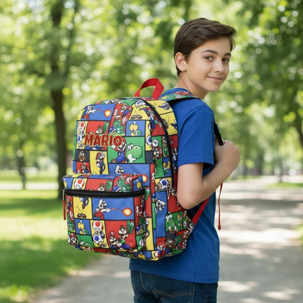 Personalized Super Mario Backpack for Kids | Custom Name Embroidered Bookbag (16 Inch)