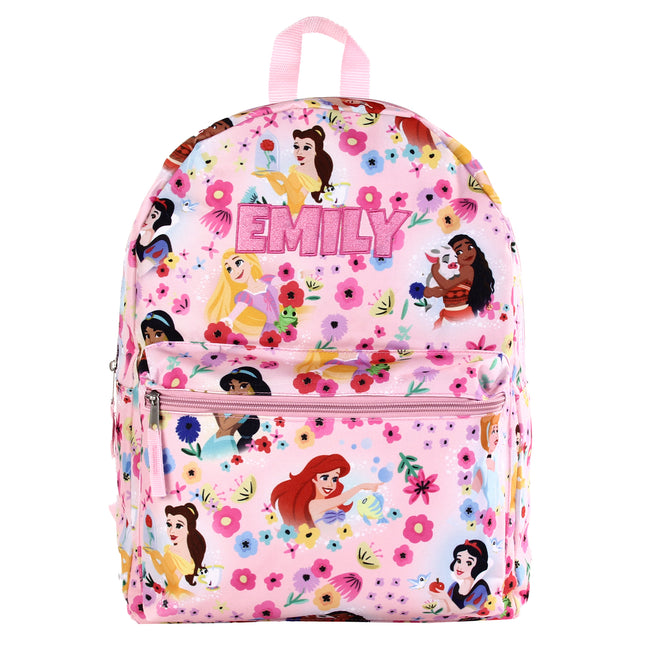 Personalized Disney Princess Backpack for Kids | Custom Name Embroidered Bookbag (16 Inch)