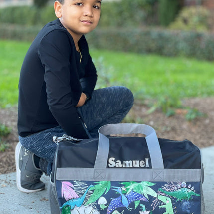 Personalized Kid's Travel Duffel Bag - Dino Pals