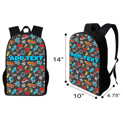 Personalized Backpacks, Lunch Bags, Duffel Bags, or Water Bottles with Full-Color - Skater Stickers