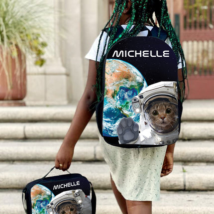 Personalized Full Color Backpacks / Lunch Bag / Duffel Bag - Space Cat