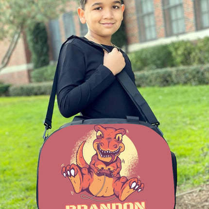 Personalized Full Color Backpacks / Lunch Bag / Duffel Bag - Dino Gamer