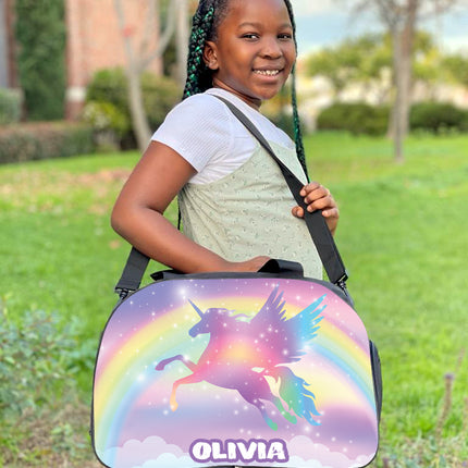 Personalized Full Color Backpacks / Lunch Bag / Duffel Bag - Unicorn Rainbow