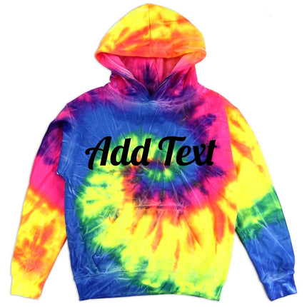 Personalized Neon Tie Dye Fleece Pullover Hooded Sweatshirt - Rainbow