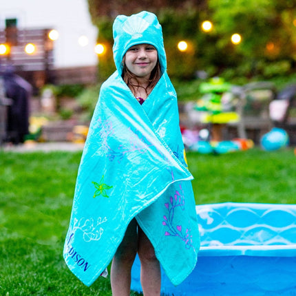 Personalized Embroidered Hooded Towel - Little Mermaid