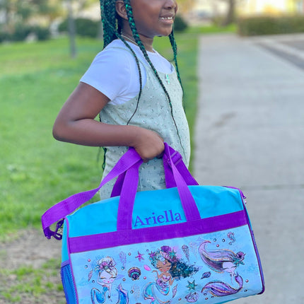 Personalized Kid's Travel Duffel Bag - Mermaid Squad
