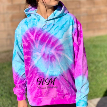 Personalized Neon Tie Dye Fleece Pullover Hooded Sweatshirt - Rainbow/Pastel